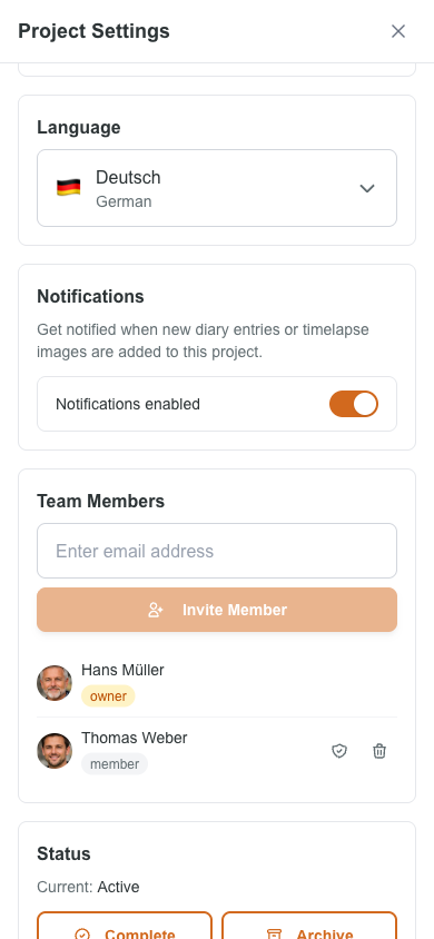 Project Sharing — Mobile