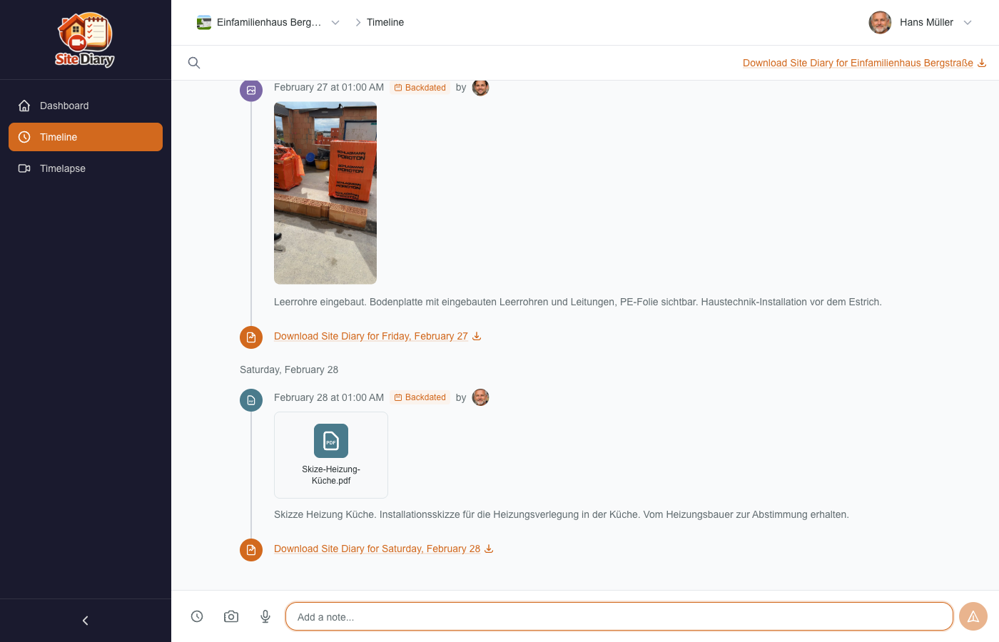 Add Timeline Entries